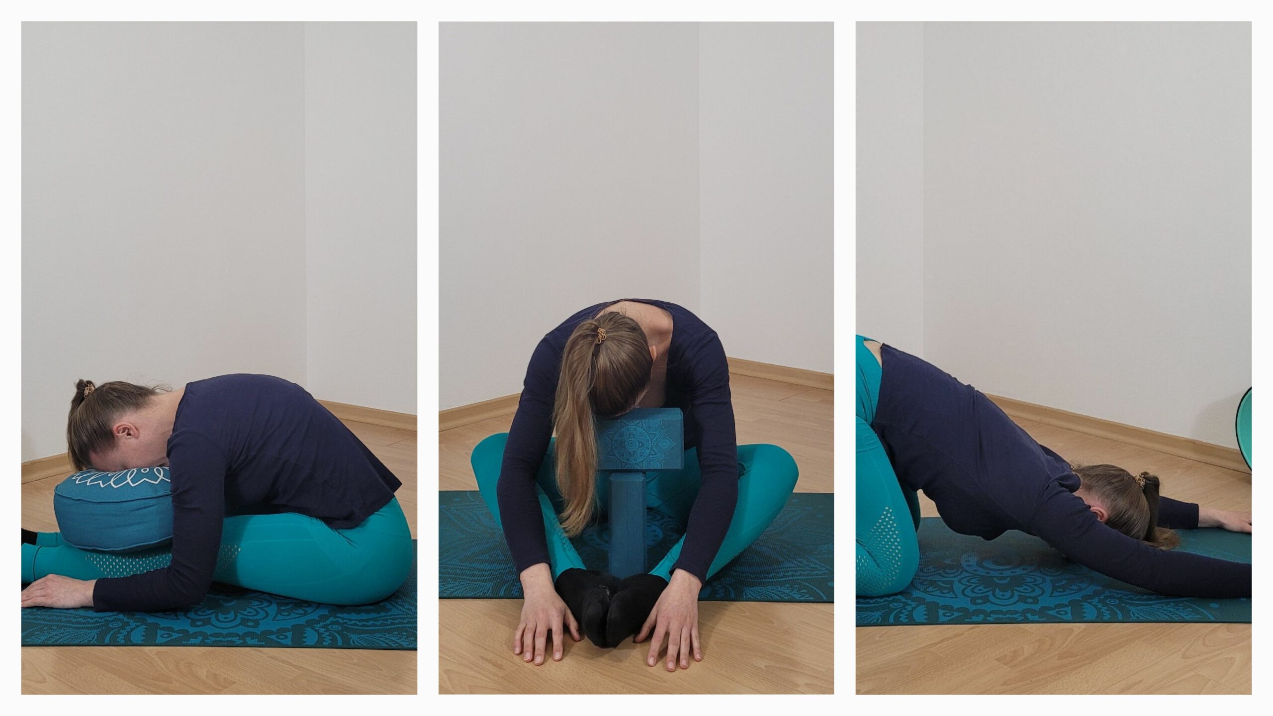 Collage aus drei Yin Yoga Übungen für Enneagramm Typ 8