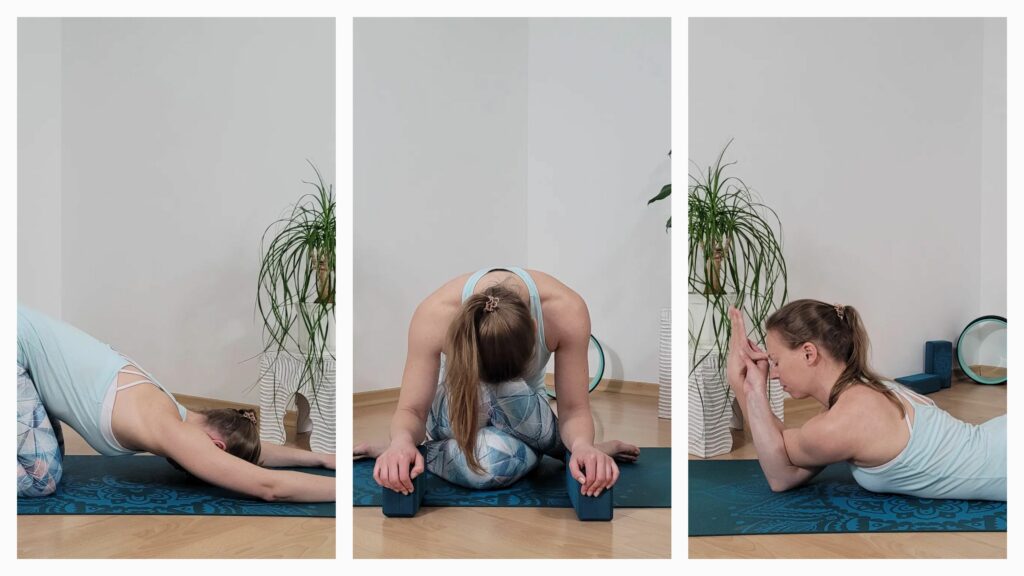 Colllage mit drei Yin Yoga Übungen