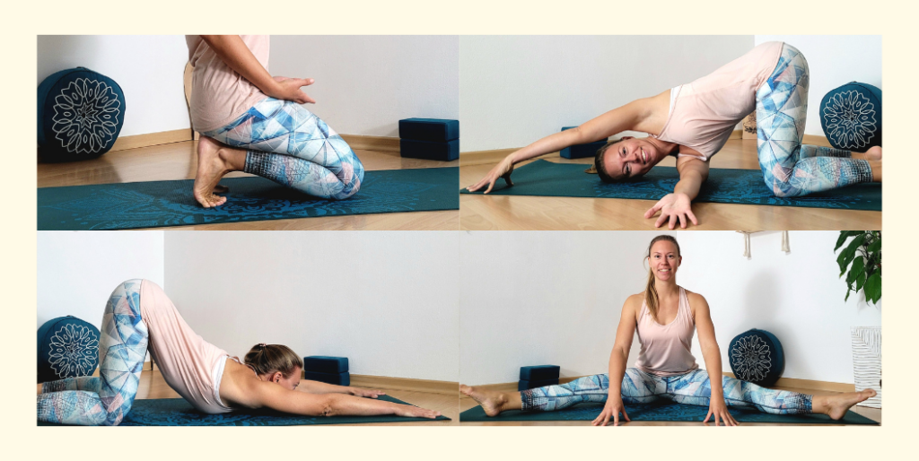 Collage mit vier Yogaübungen fürs Immunsystem