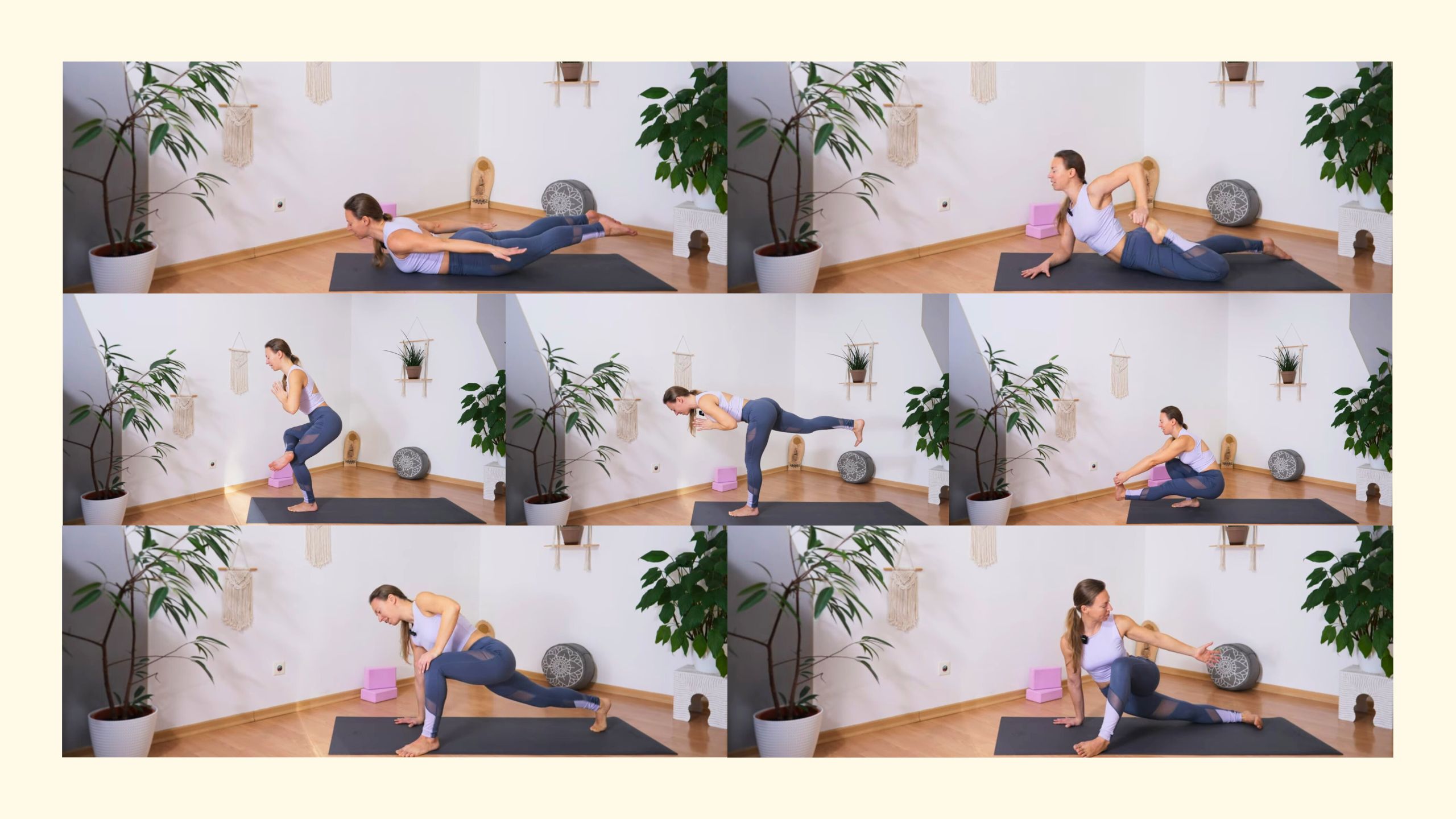 Collage aus Übungen beim Yoga für Läufer